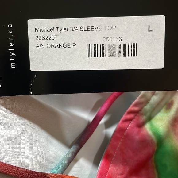 Michael Tyler 3/4 Sleeve Top Blouse V-neck Casual Abstract Women’s Tunic Size L - Picture 6 of 11